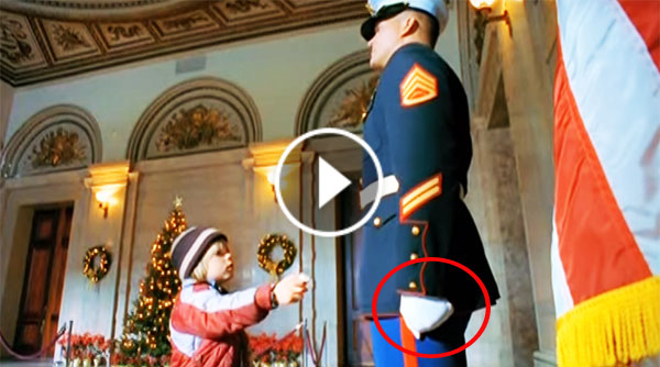 Little Boy Hands Him His Christmas Wish List. Now Pay Attention To This Marine’s Left Hand! OMG!